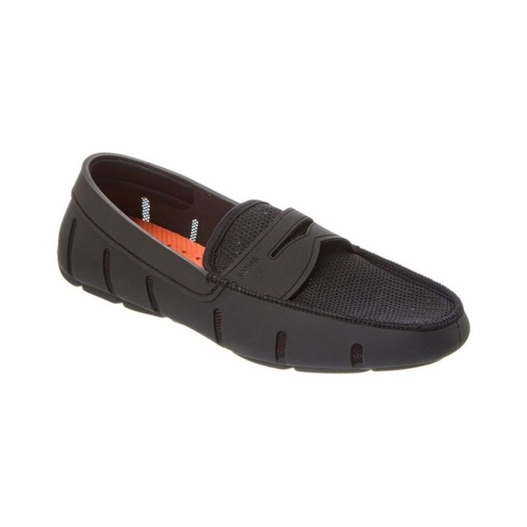 SWIMS Men’s Penny Loafers Slip-on Moccasin/Deck Shoes Size 10.5 Black/Orange - Picture 1 of 12